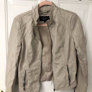 Cream Leather Jacket